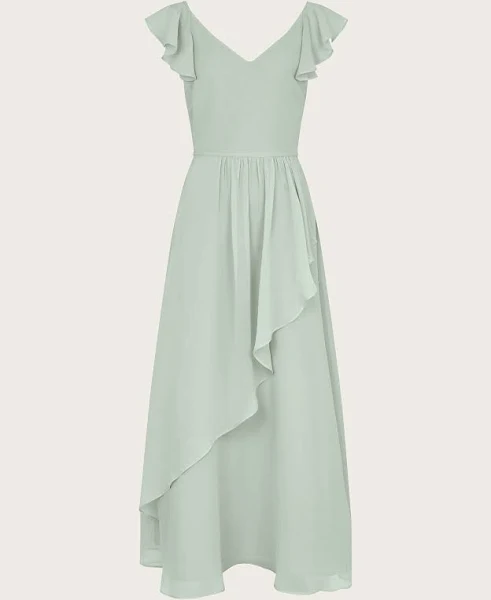 Monsoon Green Indi Tie-back Prom Dress Plain